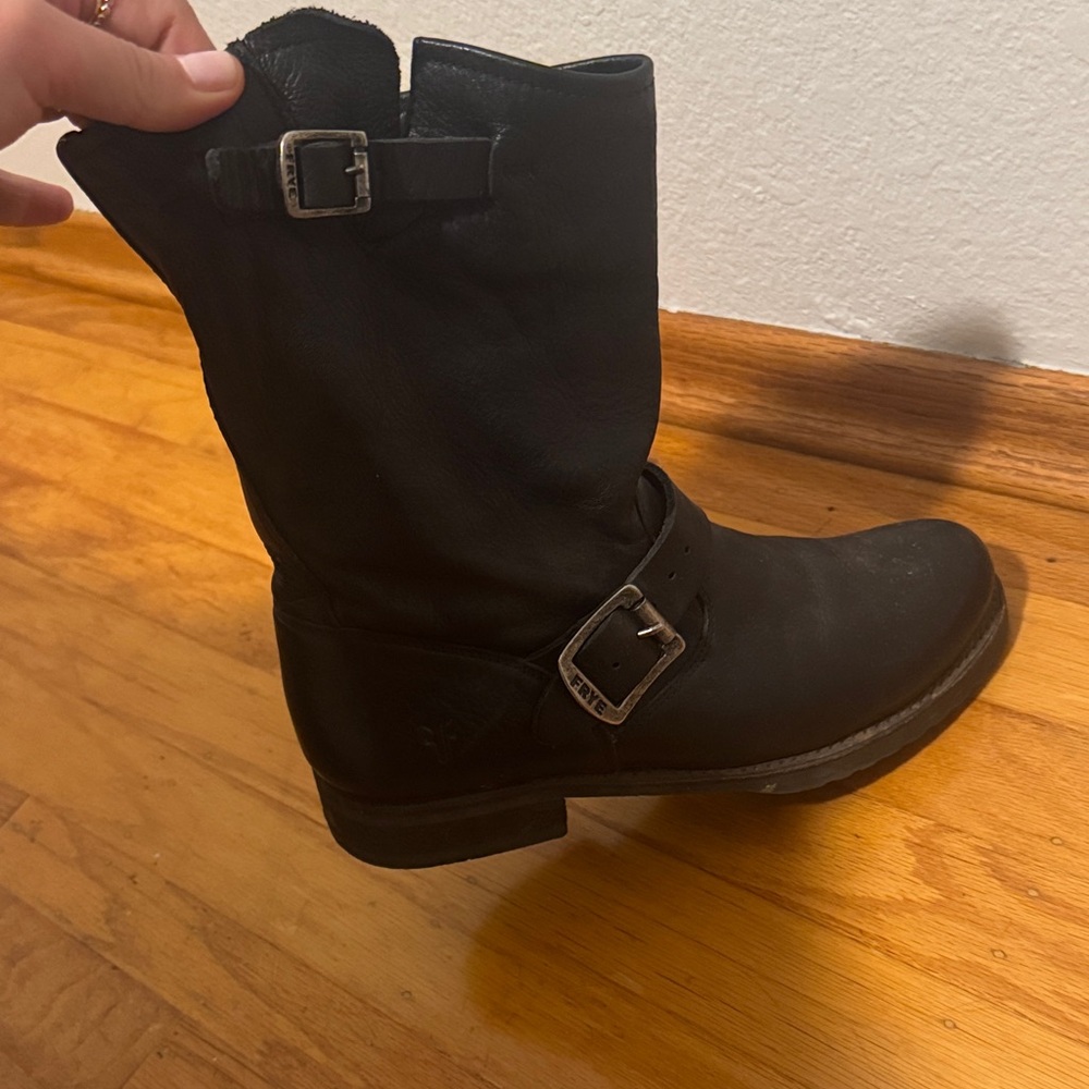 Frye Black Leather Ankle Boots